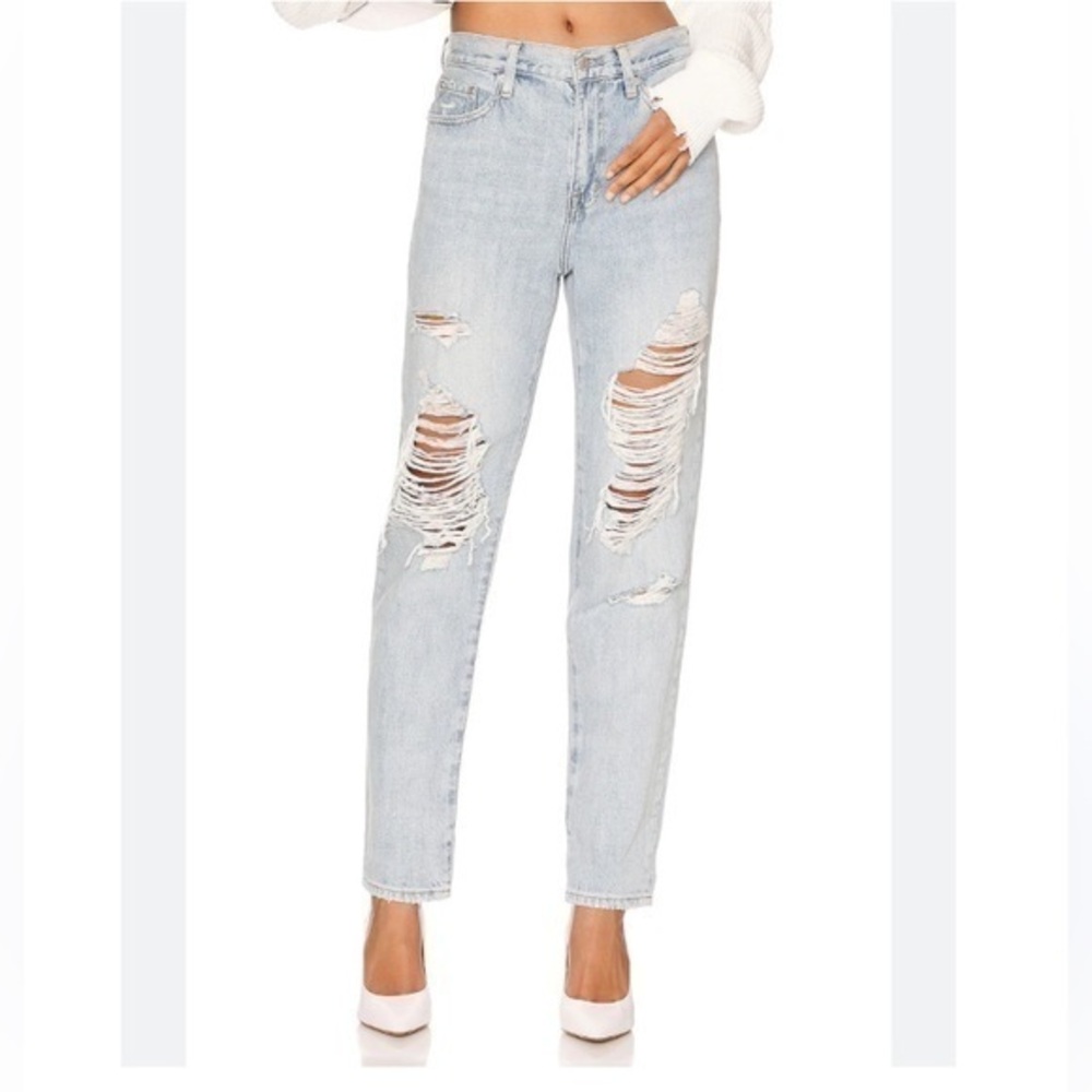 ✅ Pistola Jeans Presley High Rise Straight Distressed Light Wash